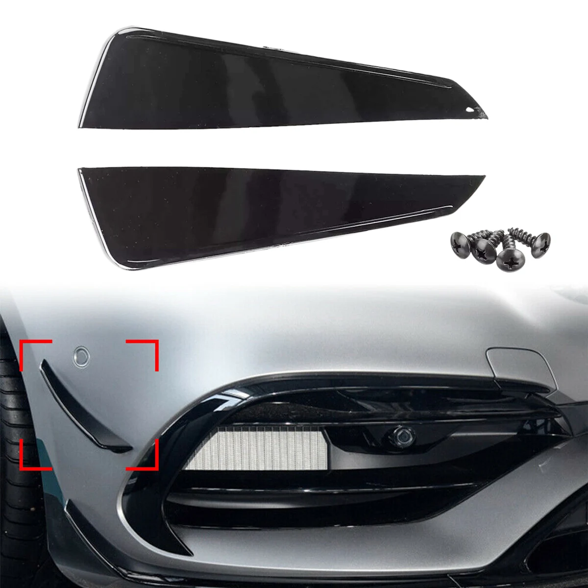 Front Bumper Side Air Splitter Spoiler Canards Sticker for Mercedes Benz W176 A180 A200 A220 A250 Amg A45 A Class 2016-2018