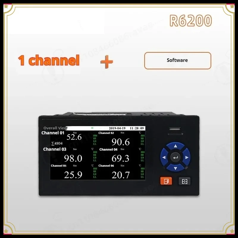 R6200 Paperless Data Logger Recorder 6‑Channel Temperature Pressure Flow Current Recorder Modbus RTU Anti‑Interference Monitor