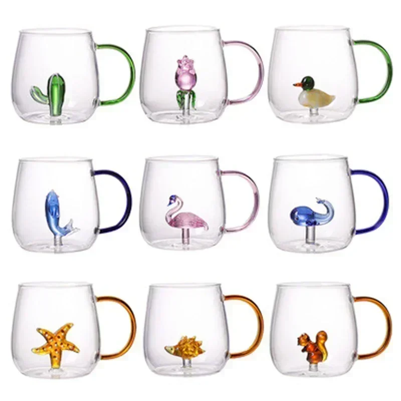 Cartoon Animal Shape Glass Home Cute High Borosilicate Glass Single Layer Cup Living Room with Guests Juice Cold Drink Cup