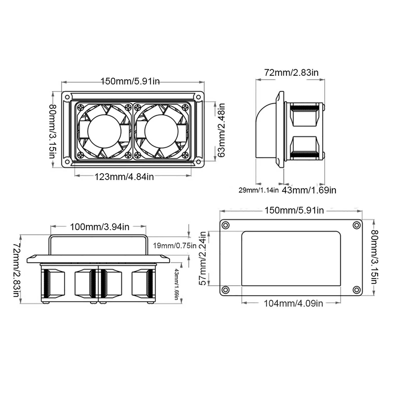 Extractor de aire lateral silencioso, 12V, 15W, IP55, impermeable, ABS, a prueba de polvo, para RV, caravana, autocaravana, remolque, barco, yate marino