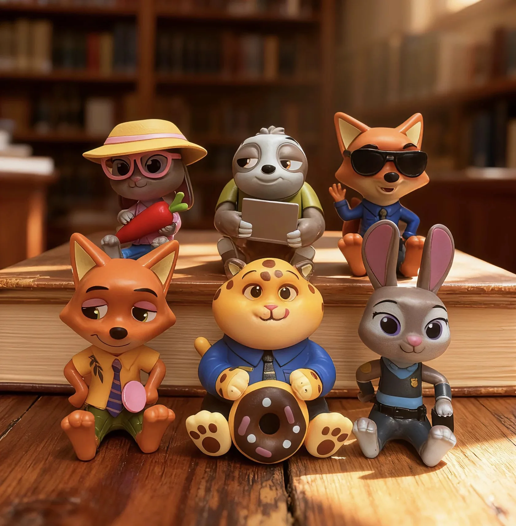 صديقة للبيئة مادة PVC تصميم كرتوني متعدد المشاهد قابل للتكيف، زينة Zootopia، لعبة تزيين كعكة السيارة القابلة للجمع #2