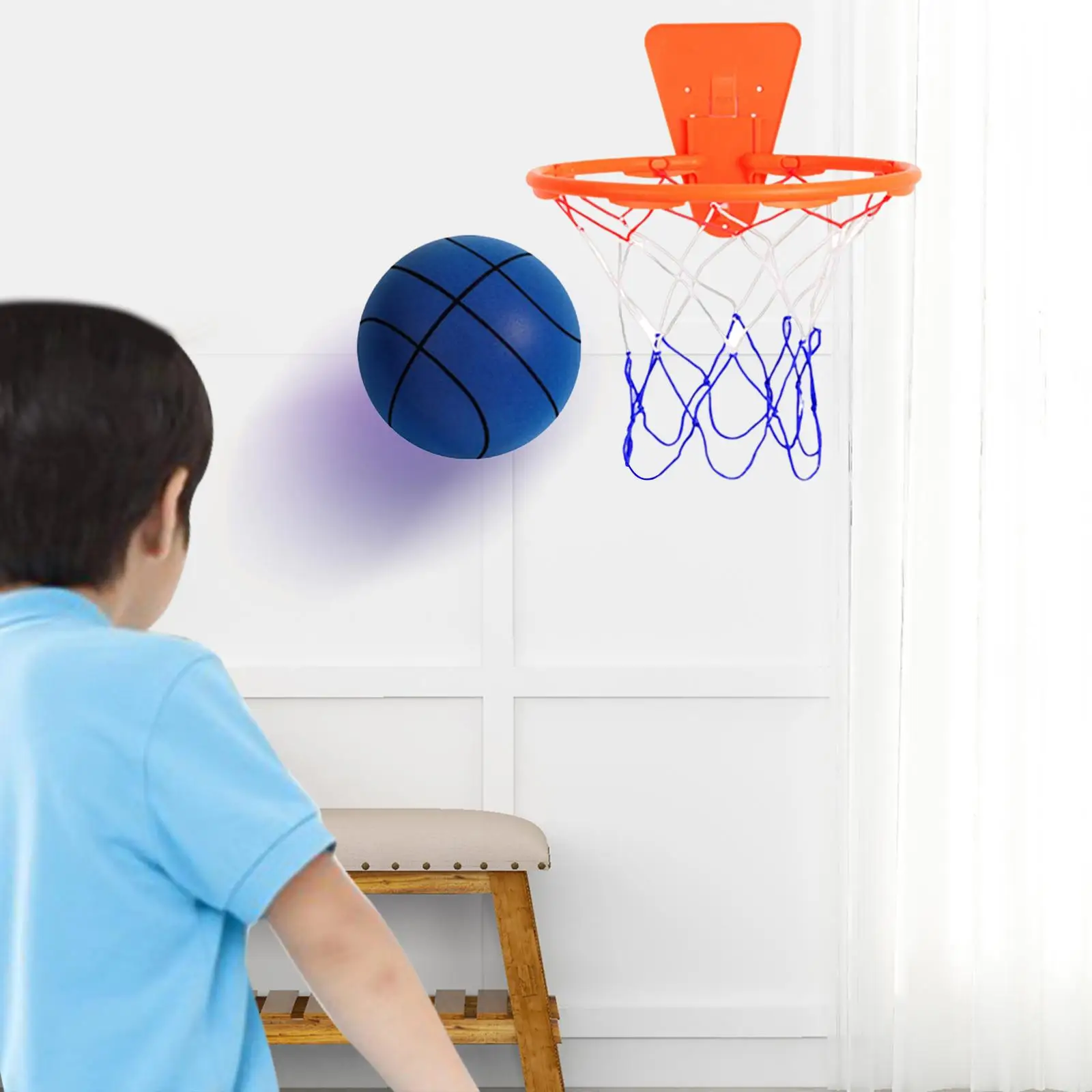 

Silent Basketball with Hoop Foam Basketball Indoor Quiet Training Ball Kids Aged