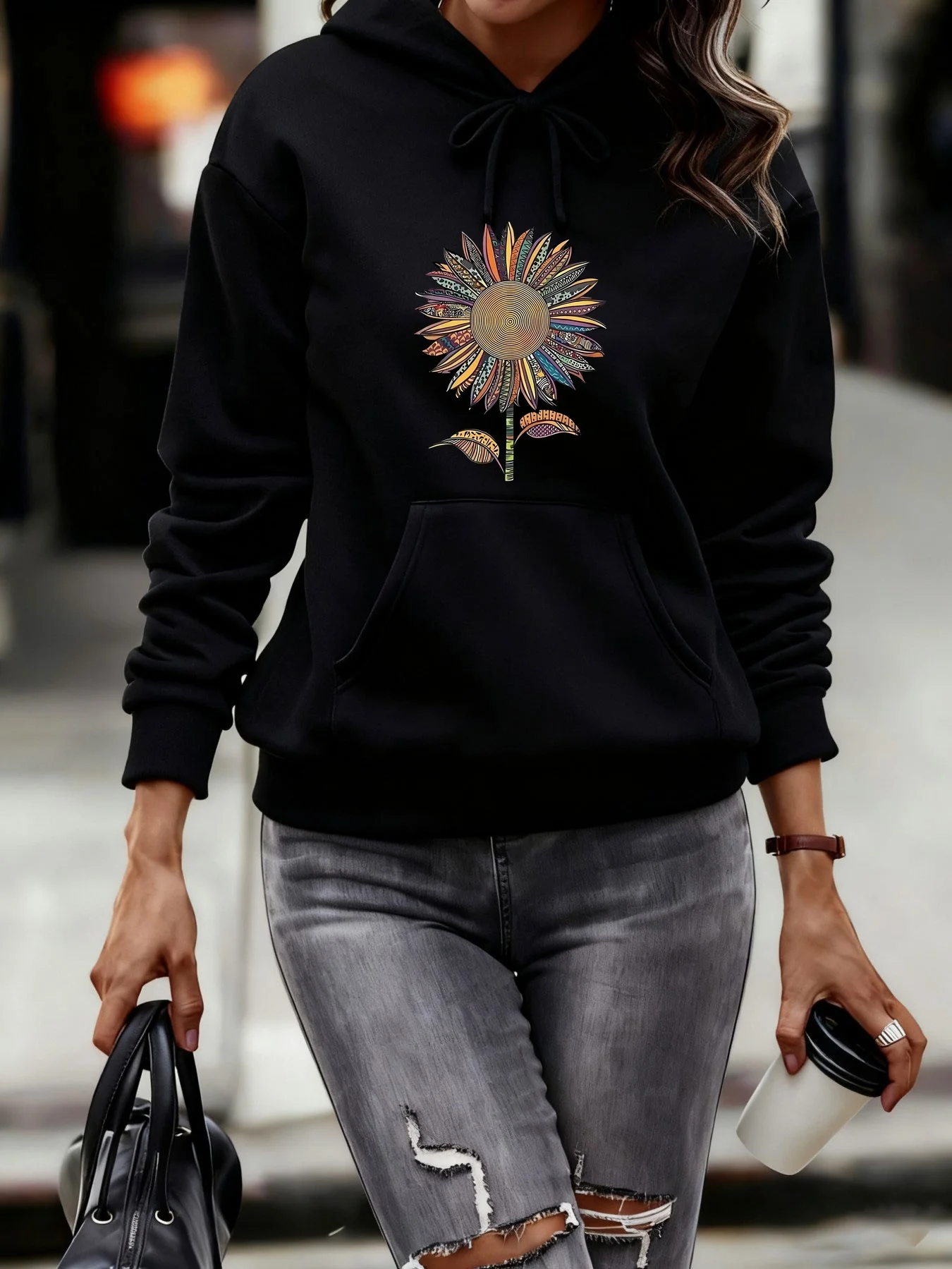 Dames herfst- en winterwarm en los casual hartvormig fluwelen sweatshirt met lange mouwen en capuchon