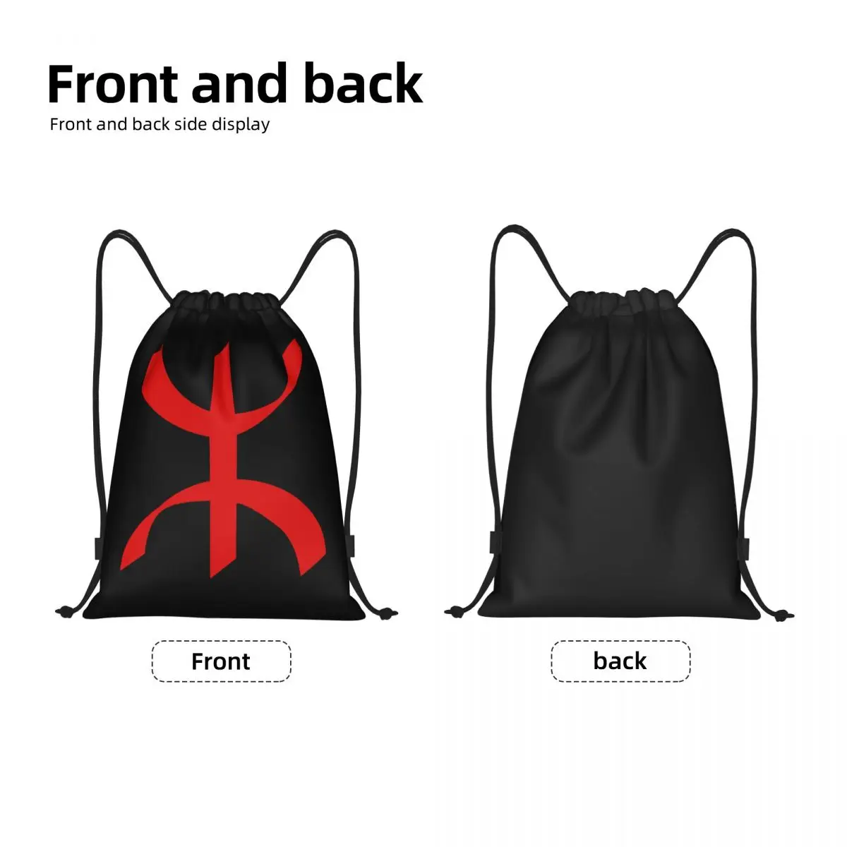 Red Tifinagh Berber Amazigh Drawstring Bag Men Women Portable Gym Sports Sackpack Kabyle Shopping Backpacks