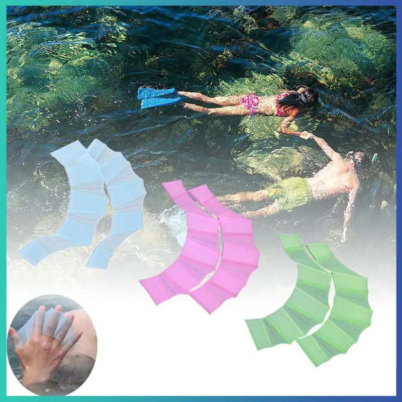 1 Pair Unisex Frog Type Silicone Girdles Swimming Hand Fins Flippers Finger Webbed Gloves Paddle Water Sports Equipment Summer