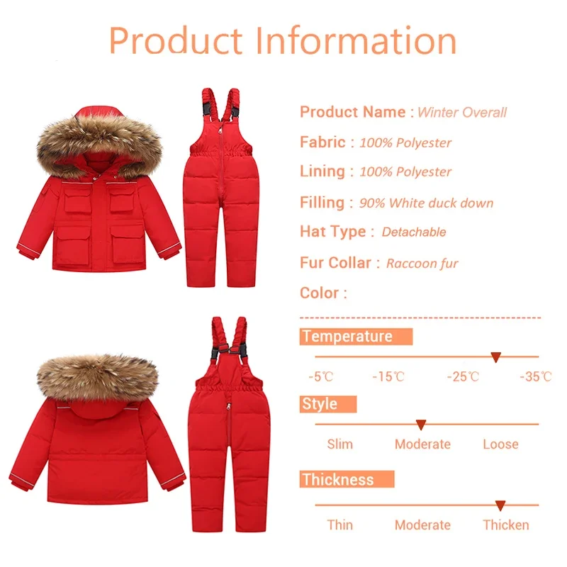 Winter Jacket for Girls Jumpsuit 2024 New Boy Baby Overalls Kids Down Parkas Coat Child Snowsuit Toddler Set Children's Clothing