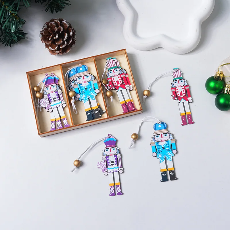 Brand New Wooden Christmas Nutcracker Soldier Pendants 2024 Christmas Tree Ornaments Navidad Natal Xmas Gift Happy New Year 2025