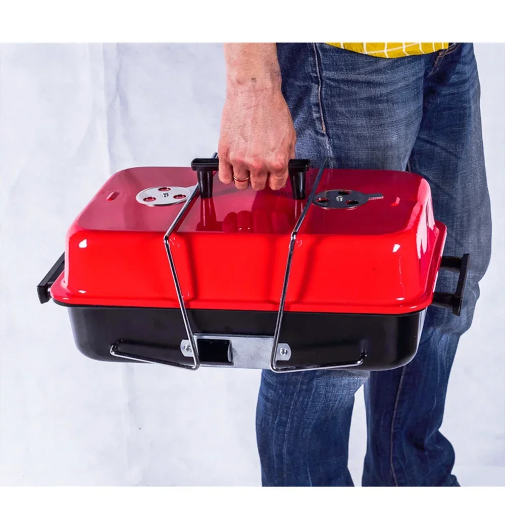 Portable BBQ Rack Portable Home  with Lid Folding Barbecue  Outdoor Metal