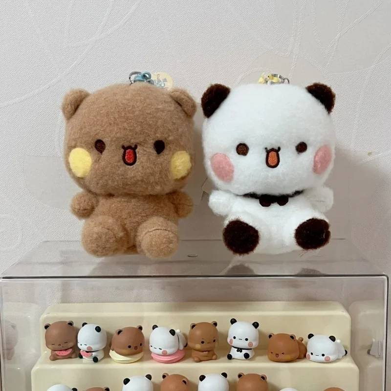12 سنتيمتر حقيقية الباندا Bubu و Yier رائعتين الدببة الضخمة قلادة لطيف لينة على ظهره معلقة المفاتيح تحصيل لعبة هدية عيد ميلاد