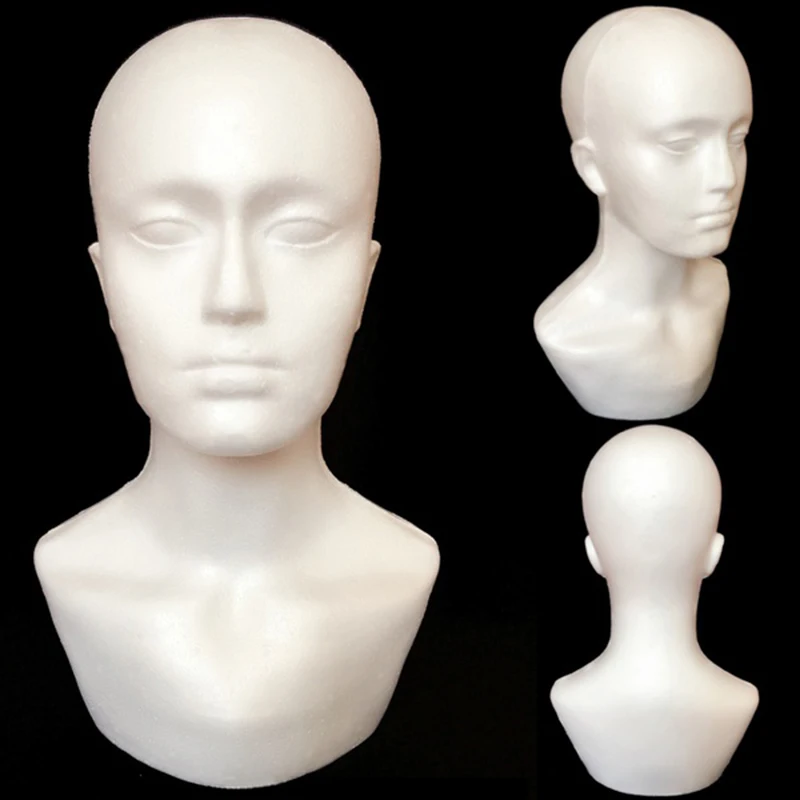 Cabeza de Maniquí de espuma para exhibición masculina, modelo de soporte para pelucas, sombrero y bufanda