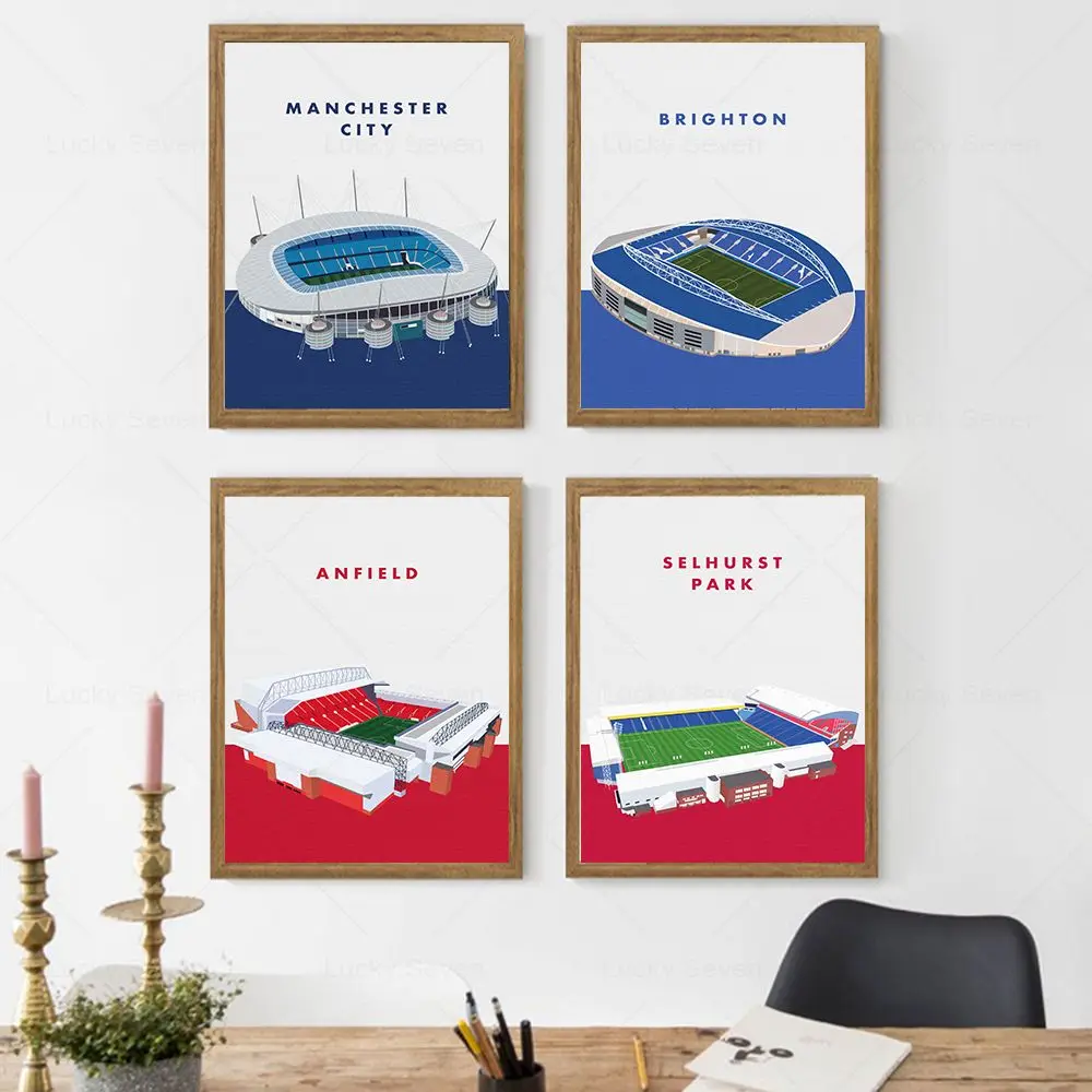 Sports Venue Canvas Painting Football Field Sport Wall Art Poster Print Manchester City Anfield Stadium Pictures Teen Room Decor