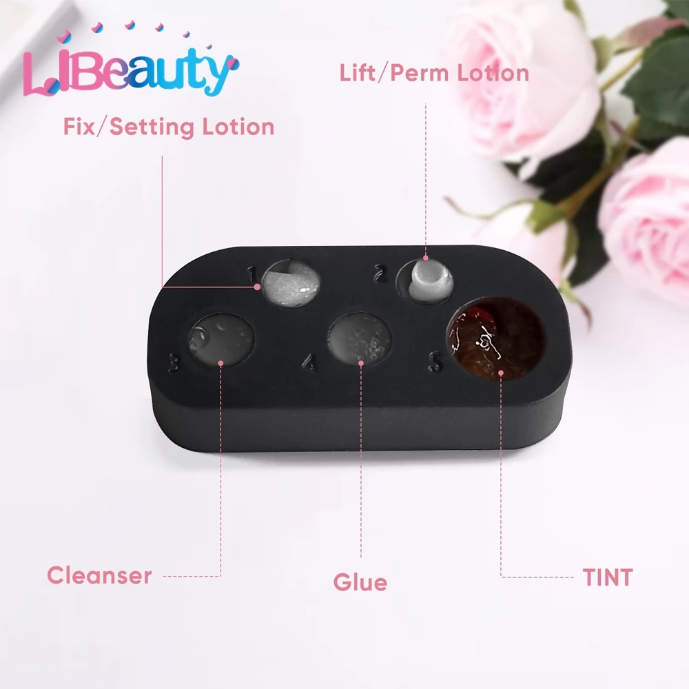 Libeauty 1 Stuks Mini Siliconen Palet 6 Functie Lade Voor Lash Lift En Tint Brow Lamineren Wimpers Perm Pads Makeup Tools