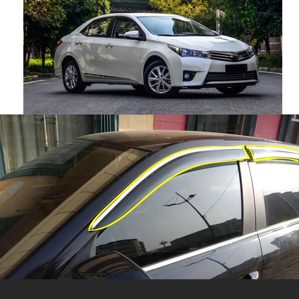 Car Sticker Plastic Window Glass Wind Visor Rain/Sun Guard Vent For TOYOTA COROLLA Altis 11th 2014 2015 2016 2017 2018 2019