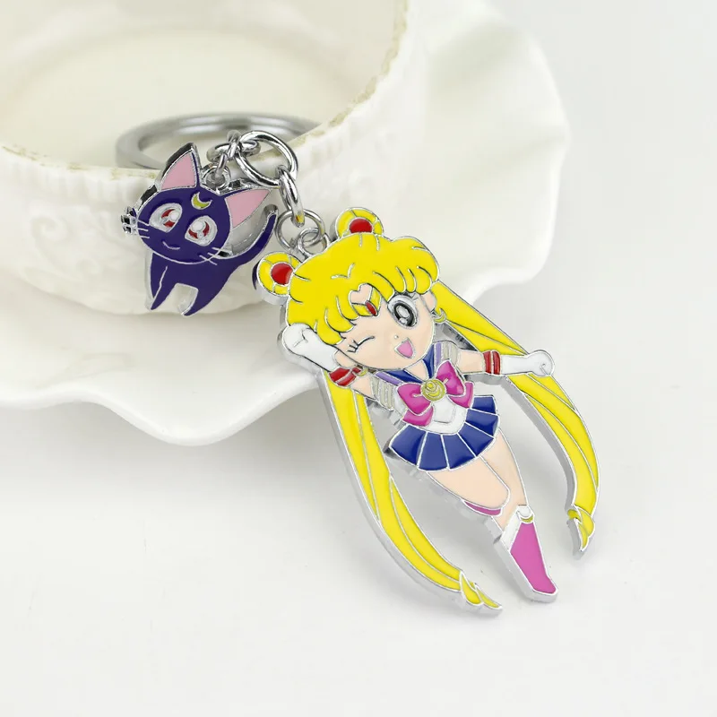Sailor Moon Cosplay Pendant Keychain Cartoon Anime Peripherals Keyring for Women Backpack Ornament Gift