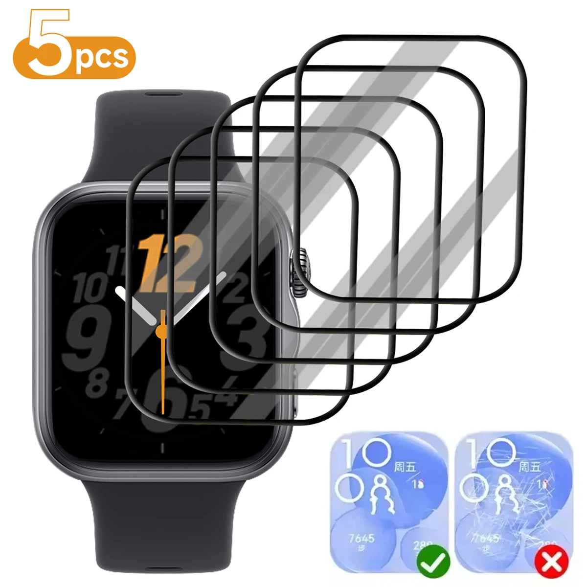 1-5PCS 9D Uhren-Displayschutzfolien für HUAWEI Watch Fit 5 Pro Schutzfolie mit gebogenen Kanten für Huawei Watch Fit 5 Zubehör