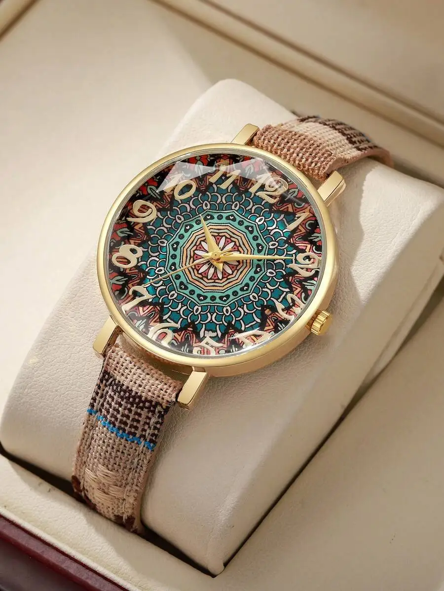 1pc Women's Elegant Fashion Unique Numeral Dial Quartz Wrist Watch, Stylish