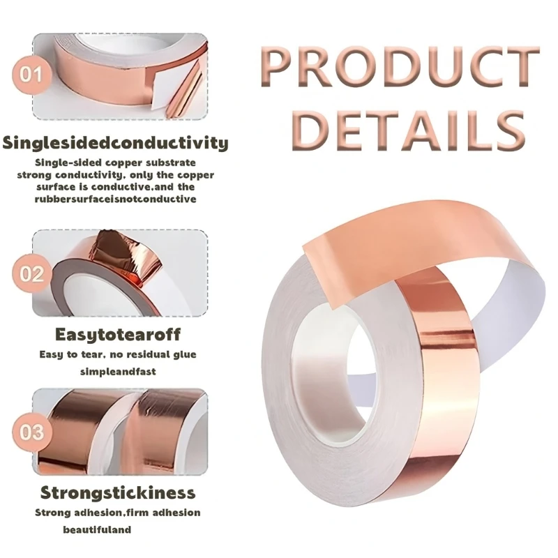 Easy Application 1inch Copper Tape for Guitar Shielding Promoting Conductivity and Grounding to Reduce Interference 4XBB