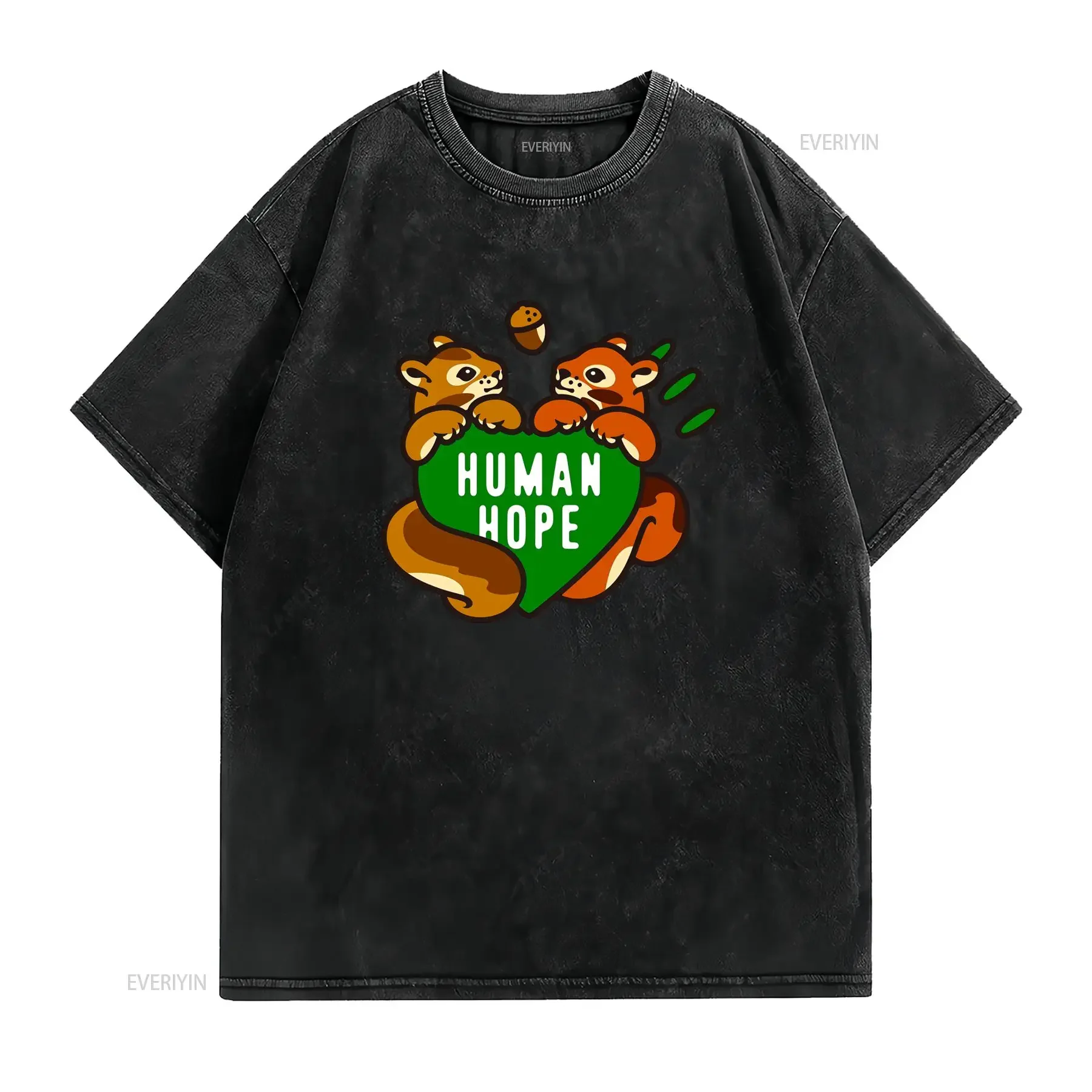 T shirt da uomo Human Hope Girocollo casual con tessuto leggermente elasticizzato vestibilità regolare motivo stampato per