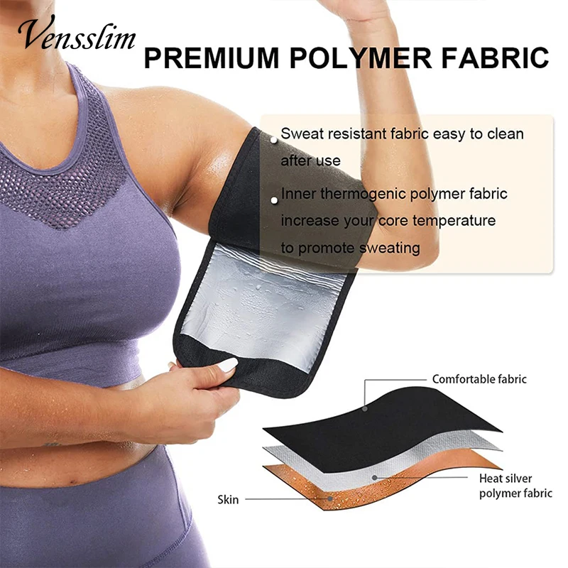 Vensslim النساء ساونا الذراع المتقلب عرق المشكل الفرقة ضغط الأكمام ساونا الأسلحة يلتف 2 حزمة ضيق الذراع المدرب للتمرين