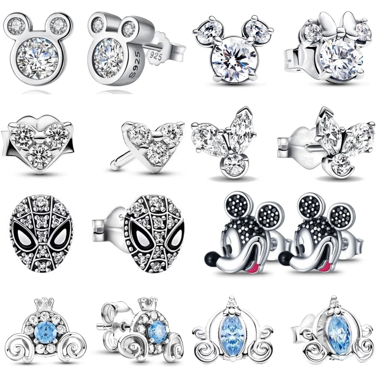 

Лидер продаж, двойной обруч Disney Mickey Fit, оригинальные подвески, ювелирные изделия своими руками, подарок для женщин, аксессуары, серьги из серебра 925 пробы