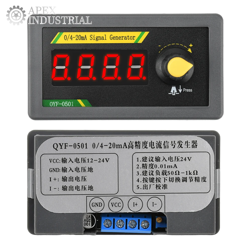 4‑20mA/0-20mA High Precision Signal Generator 4-Digit LED Current Voltage Simulator for PLC/DCS/Pressure Transmitter Debugging