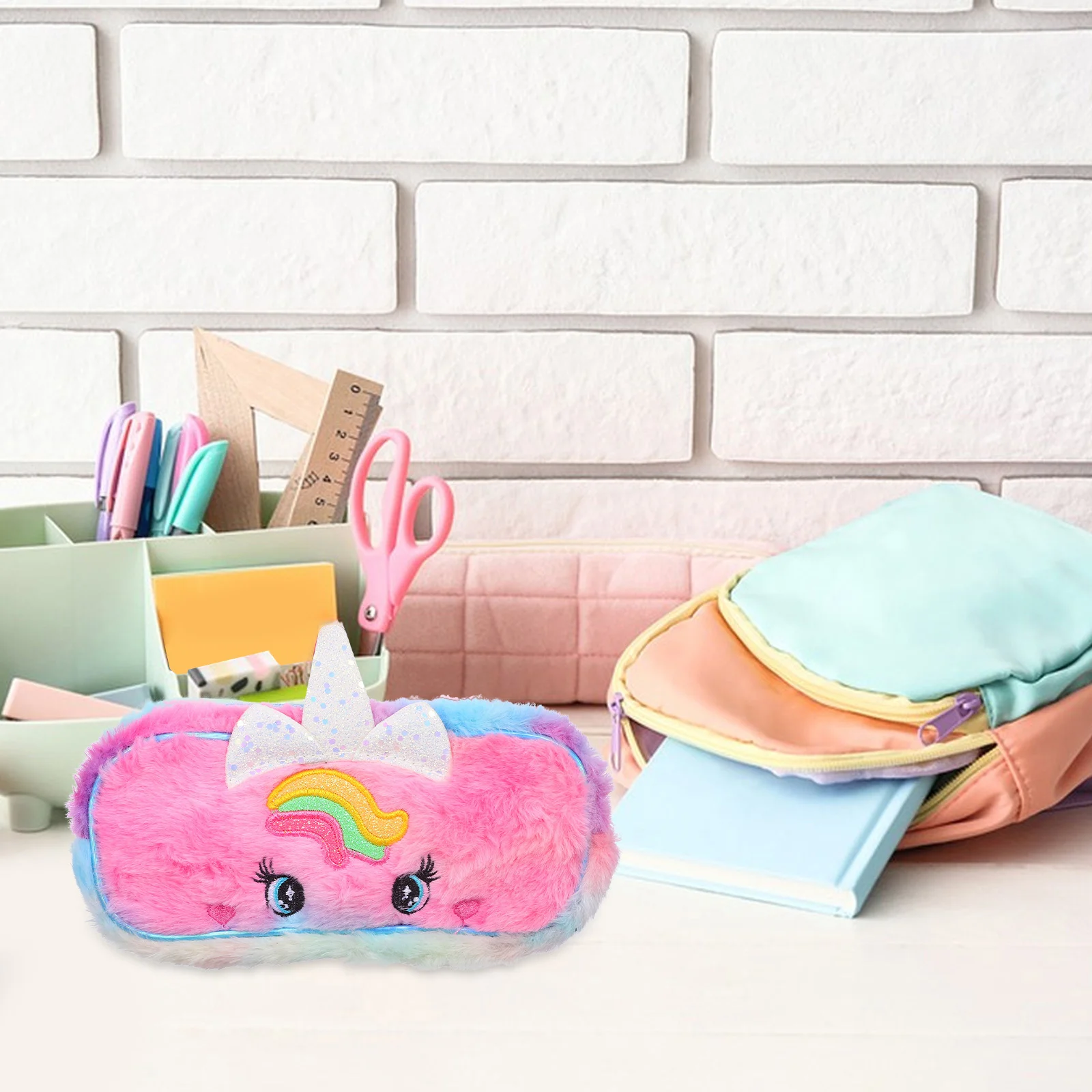 

2Pcs Unicorn Pencil Case Cute Kawaii Animal Design Standing Zipper Pouch for Girls Spacious Stationery Storage School Supplies