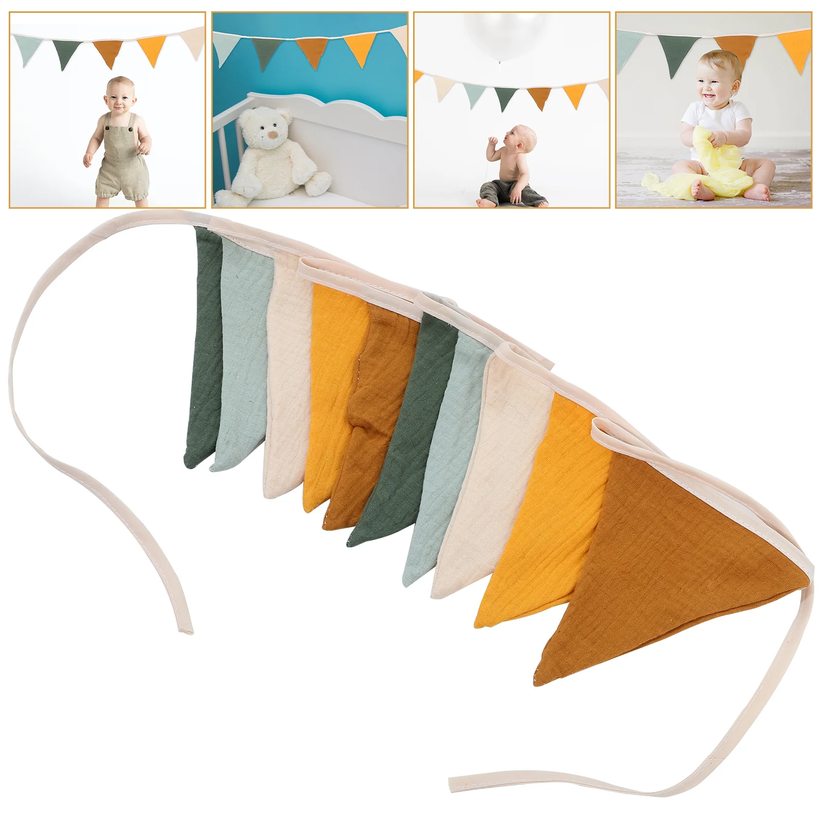 Bunting Decoration Kids Room Triangle Flags The Banner Weddings Cotton Birthday Party