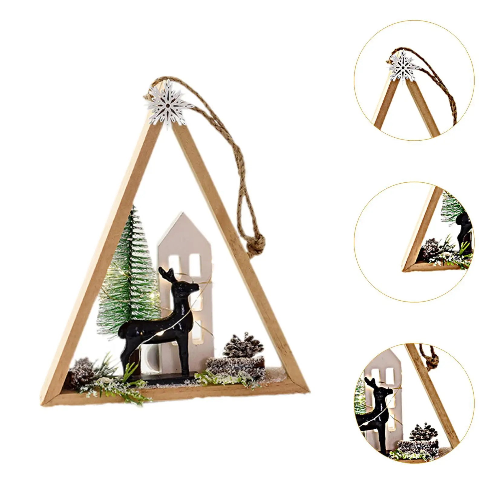 Christmas Decoration Wood Ornament Decorative Collection Gifts Hanging Pendant Photo Props for Holiday Wall Home Cabinet Door - view 5