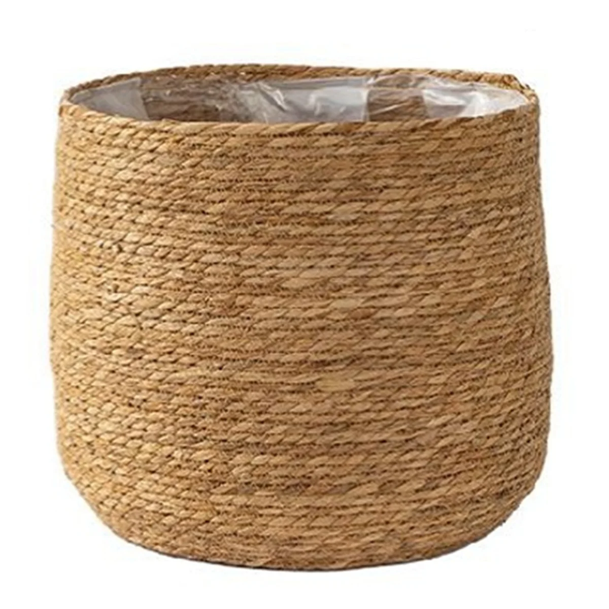 Seagrass Flower Pot - Woven Plant Pot - Decorative Plant Basket with Plastic Film Insert in Boho Style L