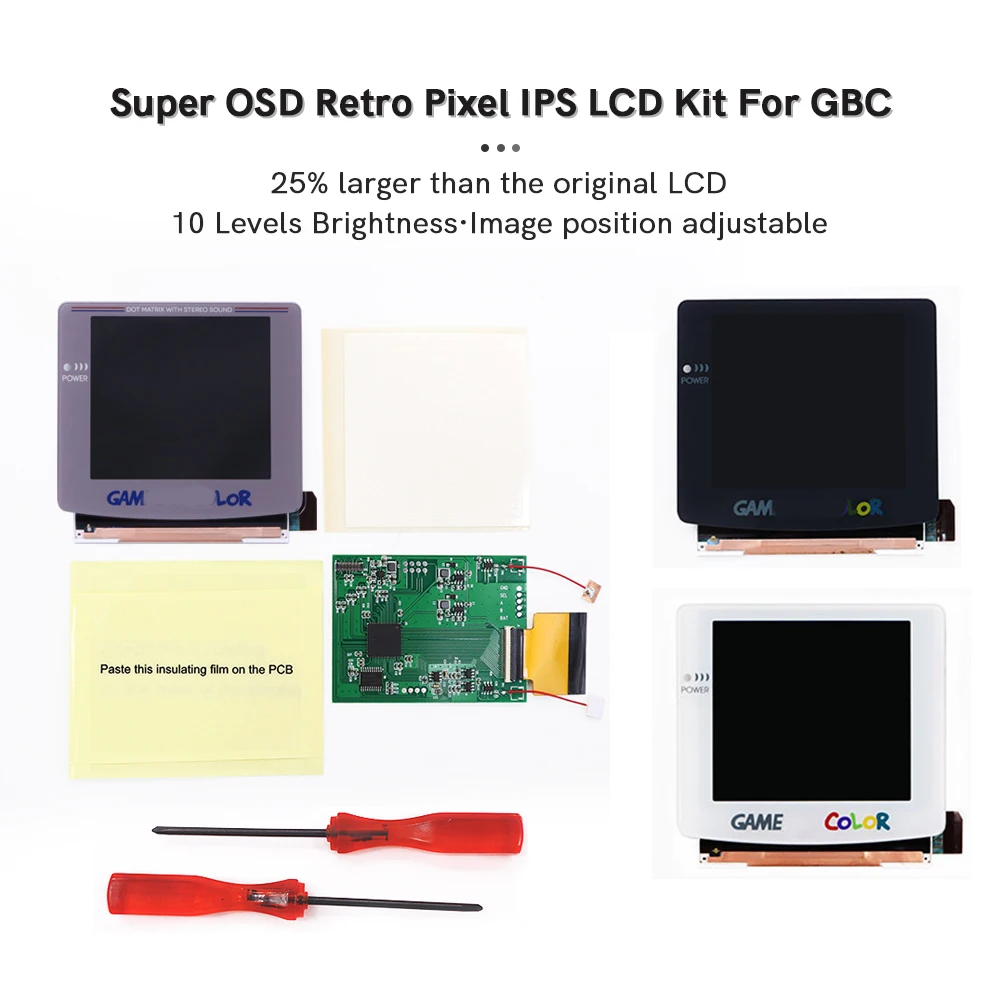 

Gray/White/Black lens V5 OSD Menu RETRO PIXEL IPS LCD V5 Laminated Backlight Color Model Kit For GameBoy Color GBC