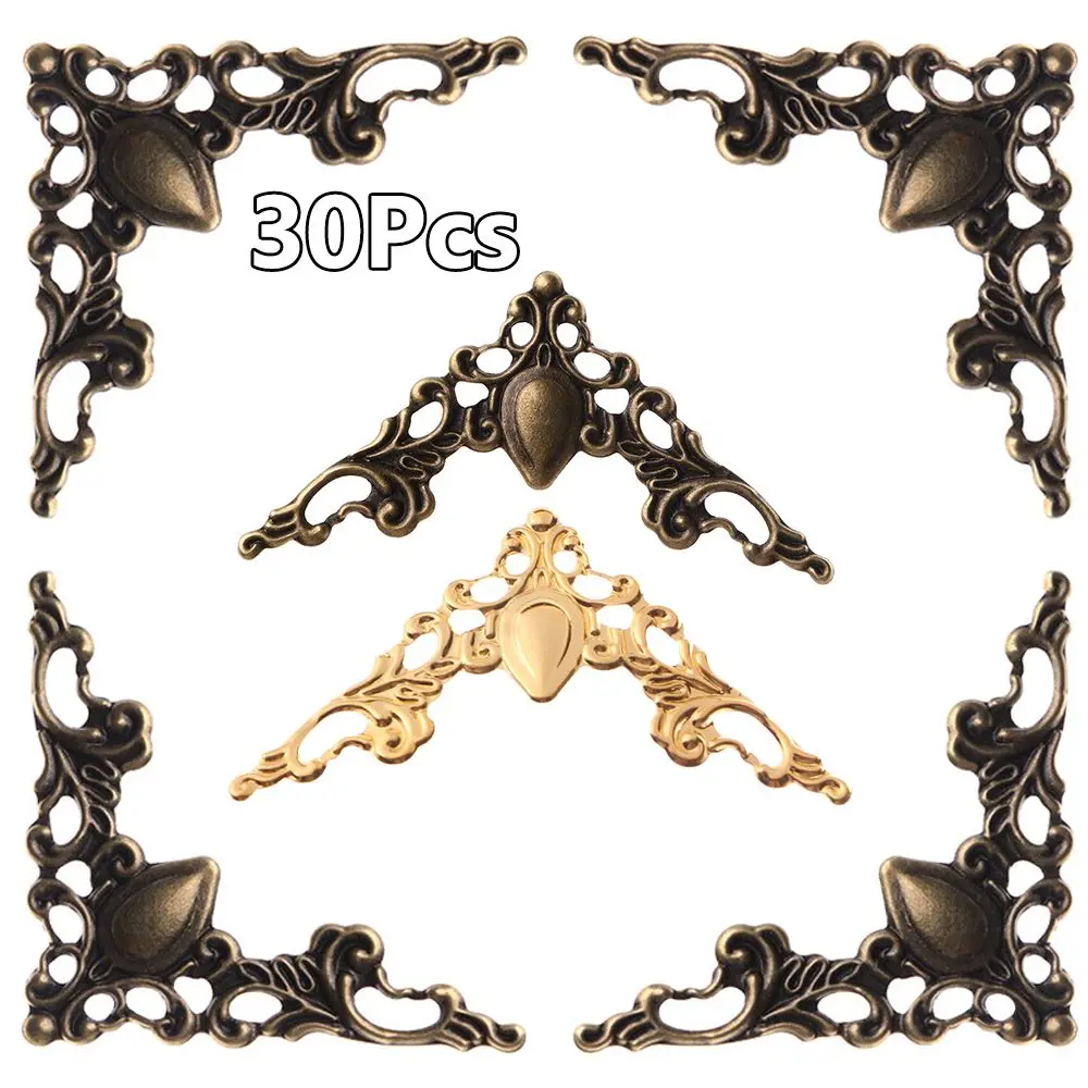 Gold Metal Angle Decorative Notebook Cover Photo Frame Protector Corner Bracket Bracket Decor for Menus