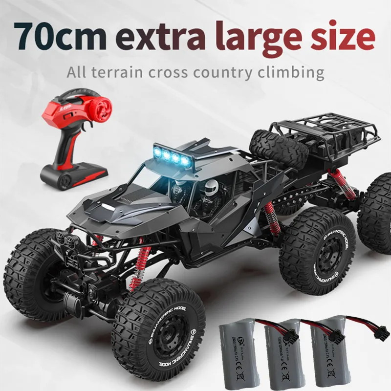 Camión teledirigido de alta velocidad, seis ruedas grandes, 70CM, 2,4G, todo terreno, 4WD, absorción de impacto independiente, iluminación LED, coche teledirigido