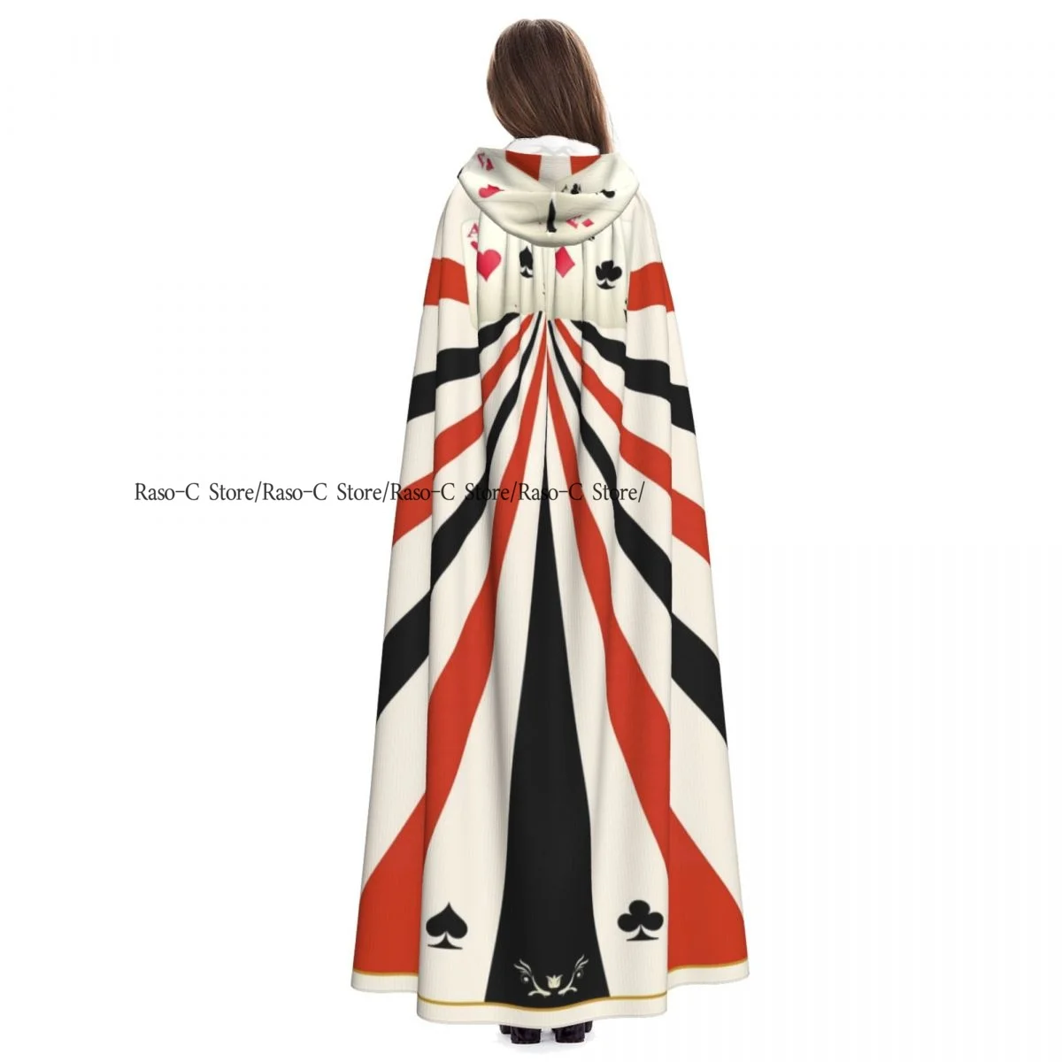 الكبار عباءة كيب مقنعين الآس من الماس أوراق للعب قلوب البستوني القرون الوسطى زي الساحرة ويكا مصاص دماء قزم بوريم كرنفال حفلة #4
