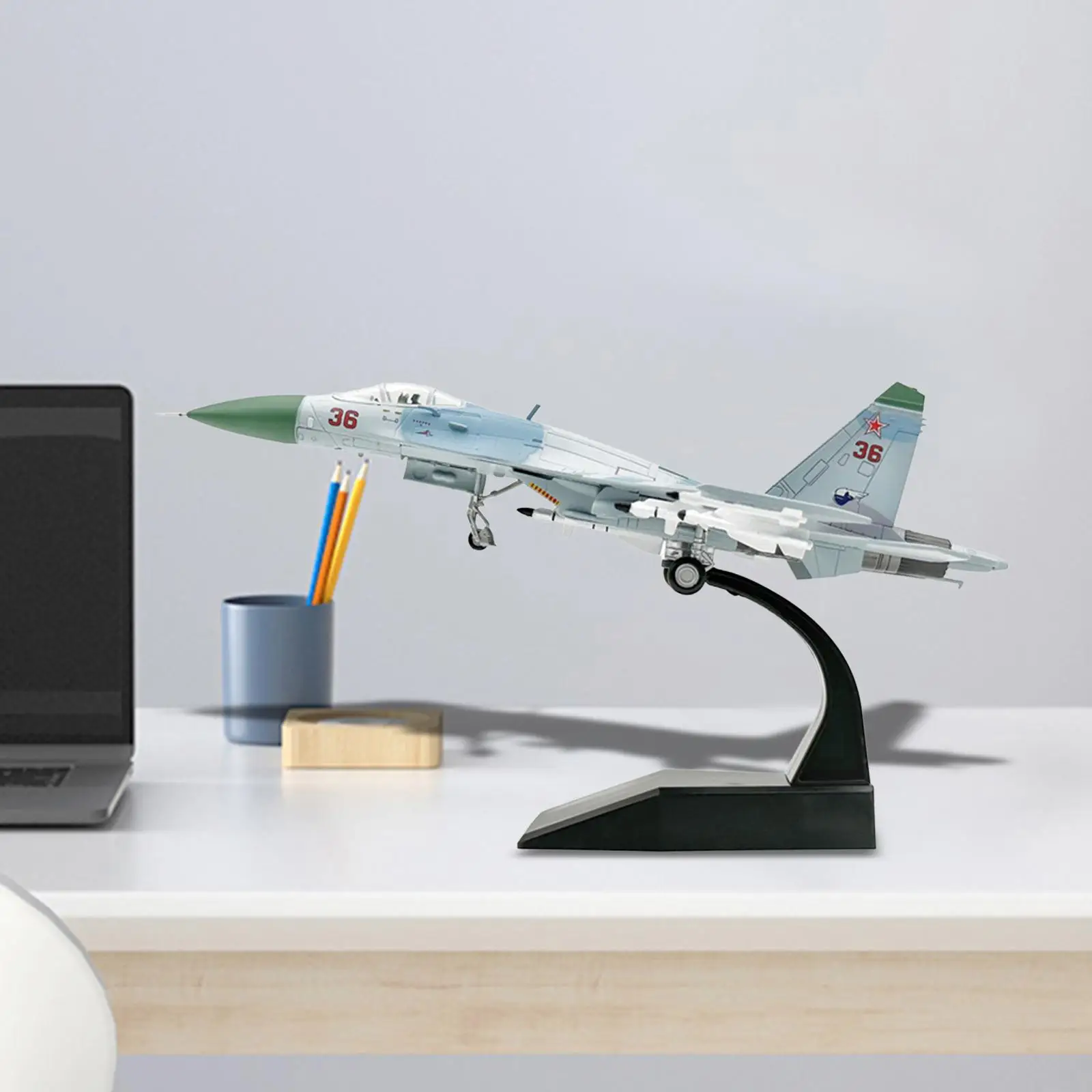 

Diecast Alloy Model 1/100 Scale SU 27 Aircraft for Bedroom Bookshelf Cafes
