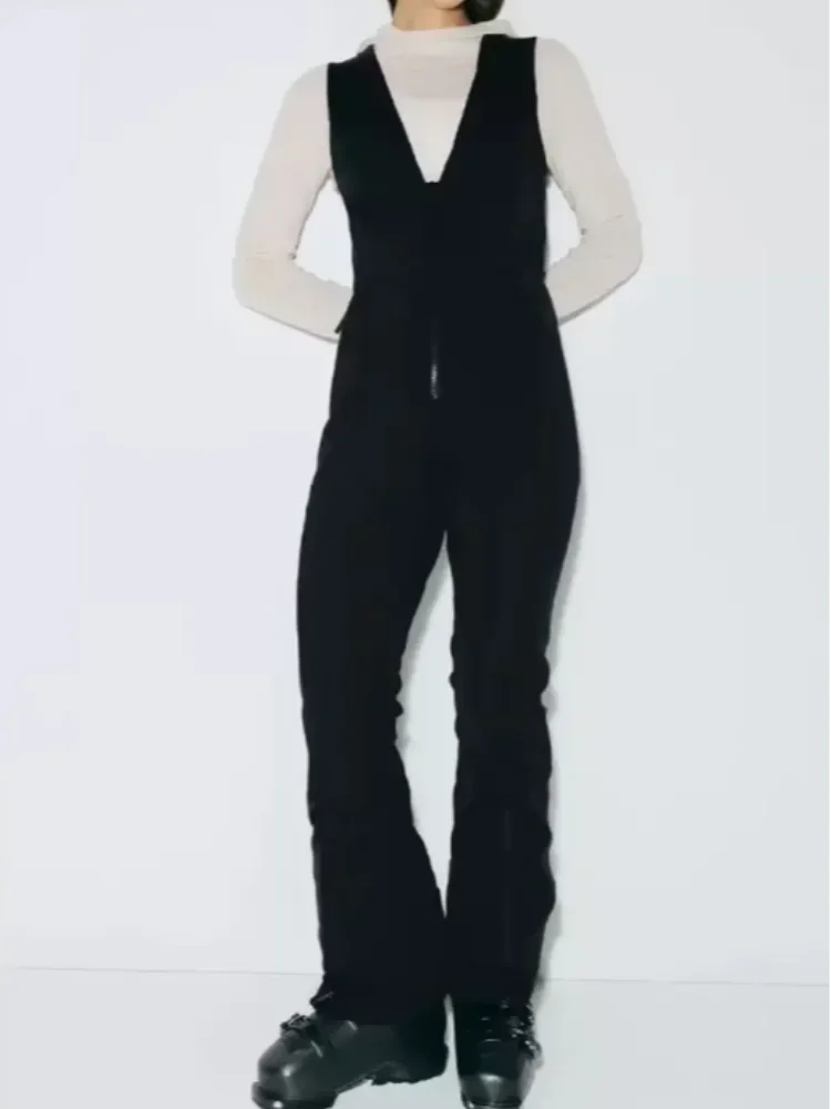 

Solid Sleeve Zipper Bodycon Jumpsuit Women Casual High Waist Deep V-neck Pockets Slim Bodysuit 2026 New Spring Autumn Wear New