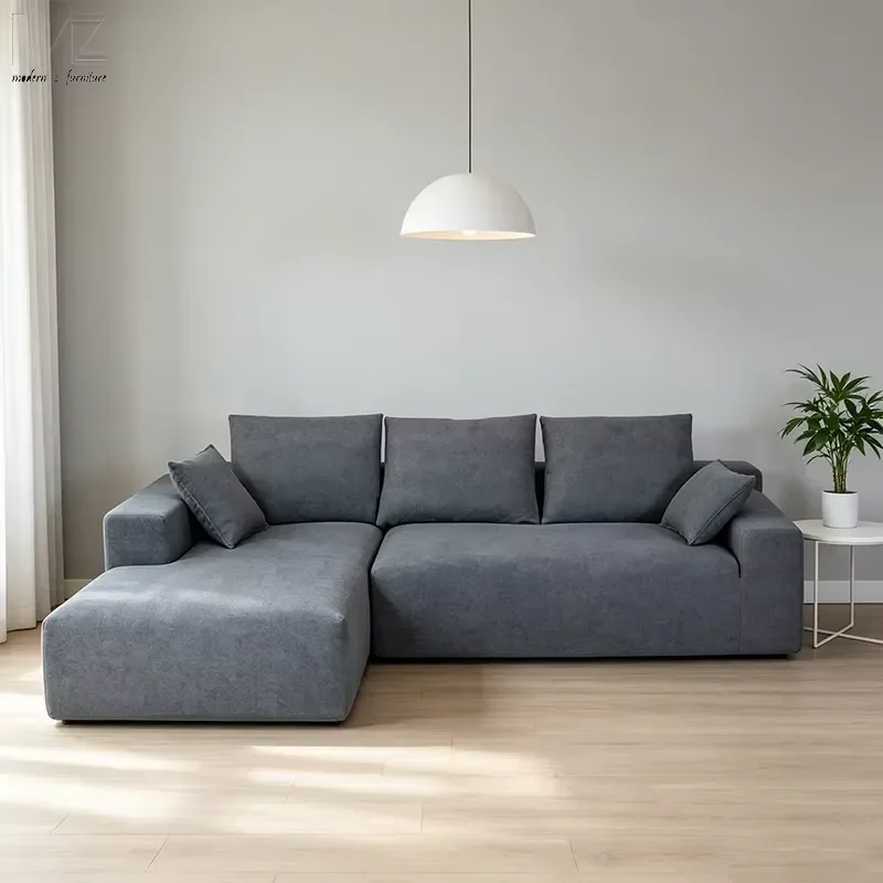 Living Room Furniture Italian Modern L-Shape 3 Seater Sectional Sofa Bed in Box Vacuum Compressed Sofa