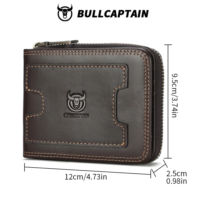 محفظة رجالية جلدية من BULLCAPTAIN، حقيبة جلدية قصيرة متعددة البطاقات، محفظة جلدية للرجال، محافظ للرجال تحجب rfid