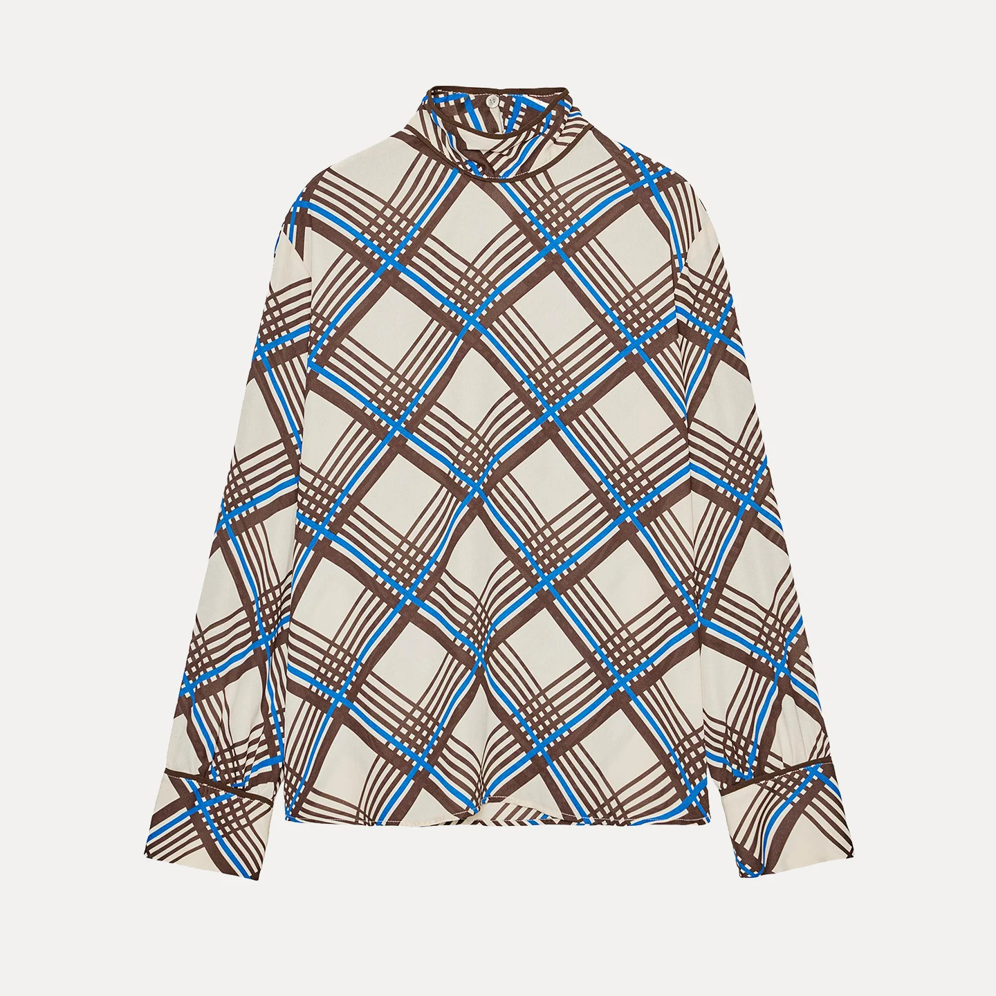 Z Faionable Plaid High Collar irt Women's Premium Quali 2025 New Arrival Versatile Personali Enhancing Autumn Lo...