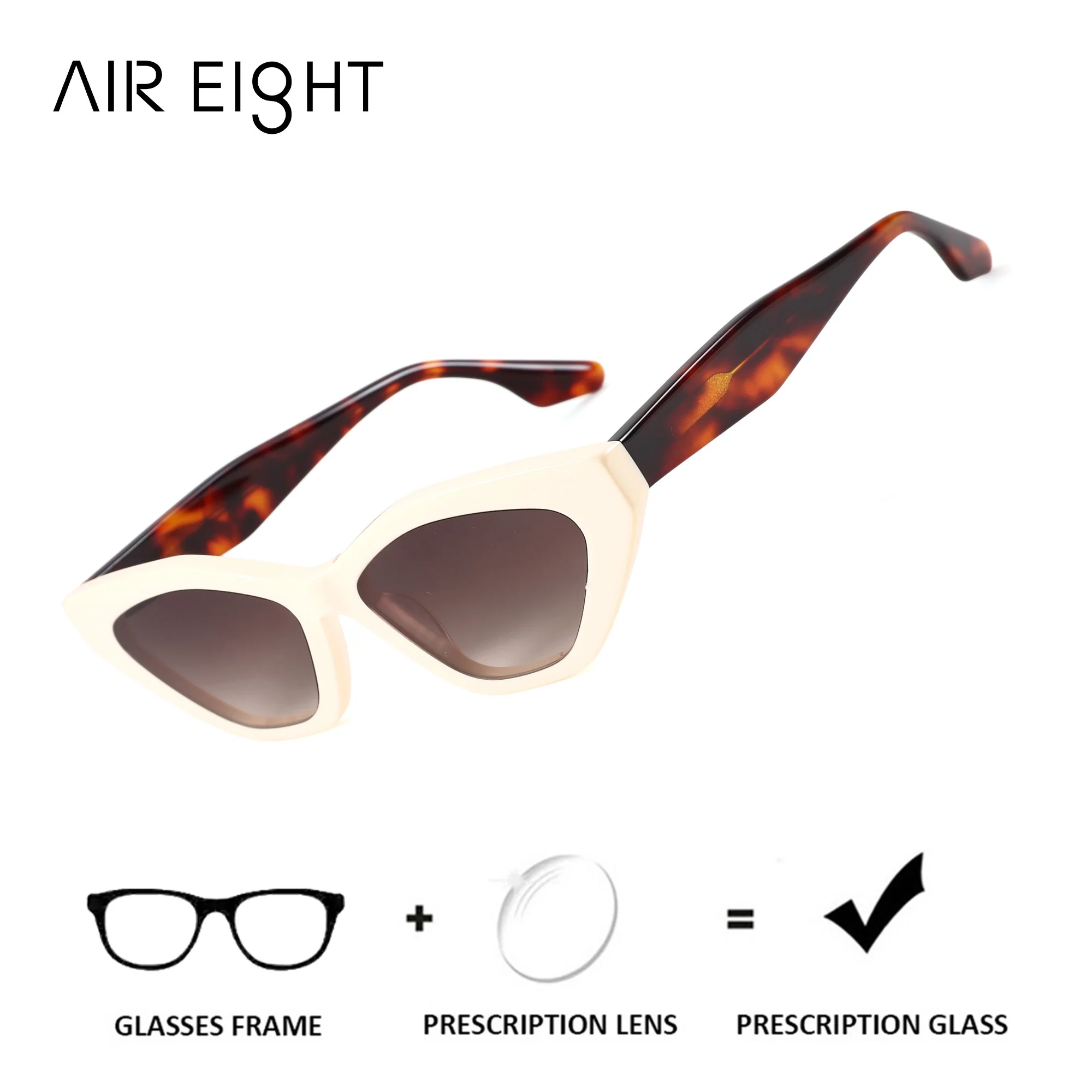 AIR EIGHT M Size Cat-Eye Acetate For Women Prescription Sunglasses Progressive Polarized UV400 TAC Outdoor Leisure Eyewear
