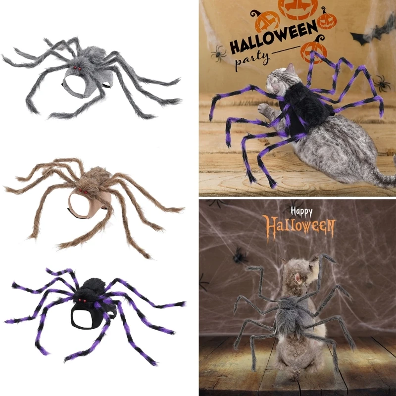 Dog Arachnid Costume Dress Up Halloween Pet Animal Soft Costume Spiders Coat Theme Cosplay Accessories