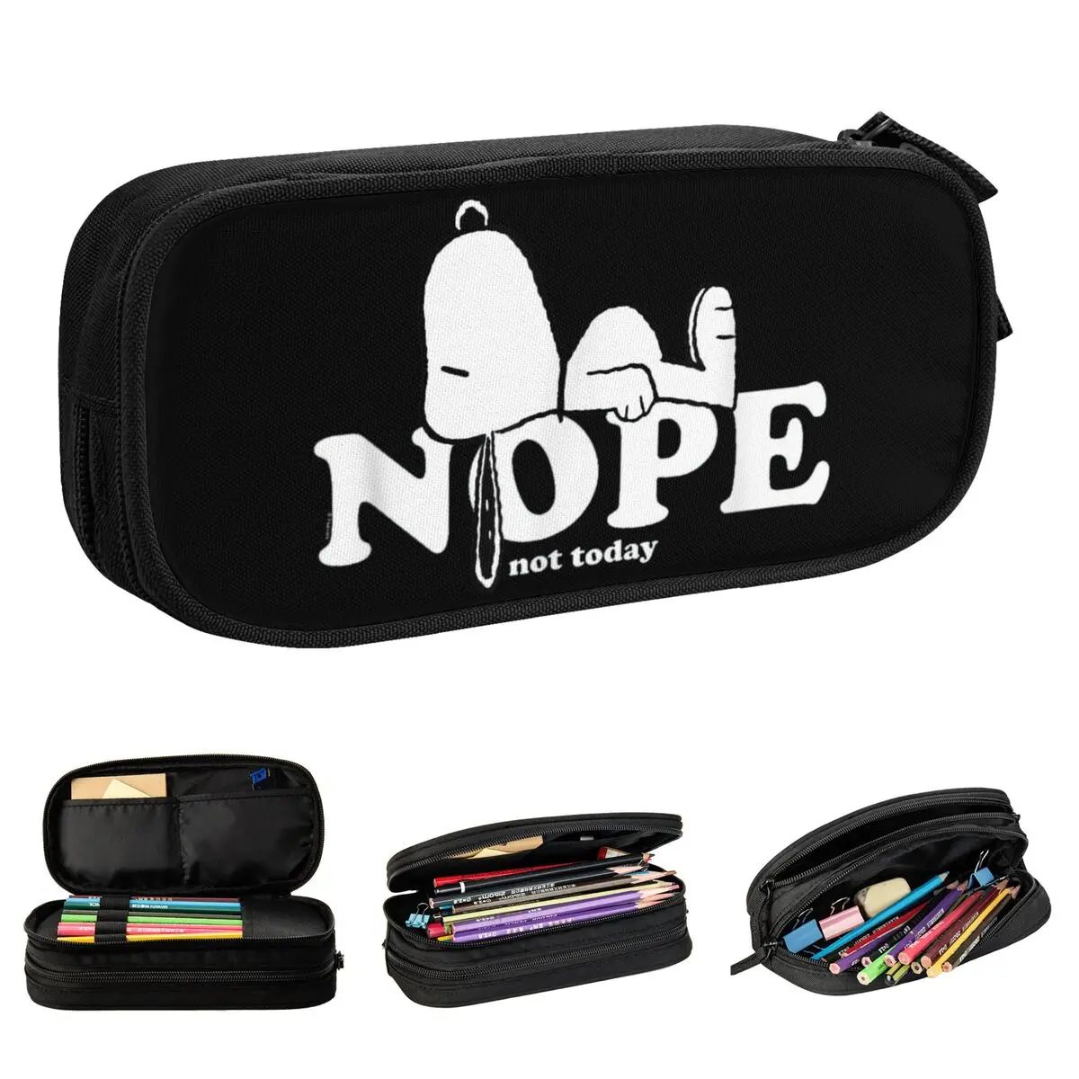 lapis case com zipper para criancas office pen bolsa peanuts snoopy nope grande capacidade 01