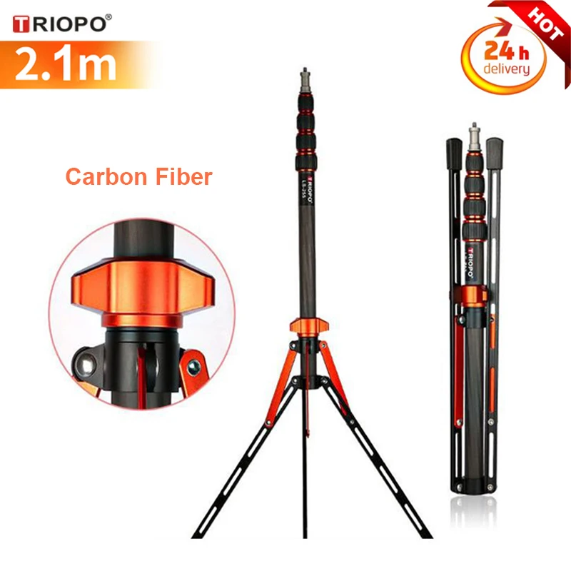 

2.1m Carbon Fiber Photographic Light Stand Adjustable Tripod 1/4 Screw Portable Lamp Holder for Photography Flash Softbox TRIOPO