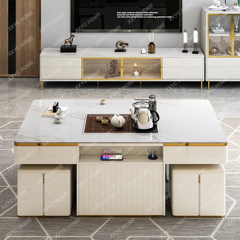 Clear  Adjustable Coffee Tables Luxury Design White Floor Smart Coffee Table Modern Living Room Bijzettafel Home Furn
