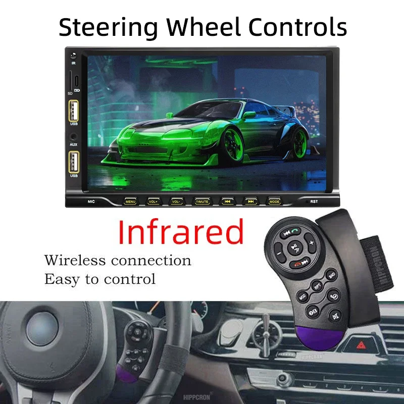 Hippcron 7 Zoll Touchscreen 1 Din Auto-MP5-Player FM AUX-Eingang Bluetooth Dual-USB Mirror Link Universelles Autoradio – Detail 3