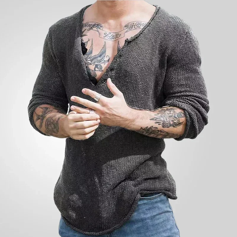 

Men New Pullovers Sweaters Solid V Neck Tops Knitted Full Sleeve Loose Casual Regular Knit Thin Splice Top Autumn Winter 2025