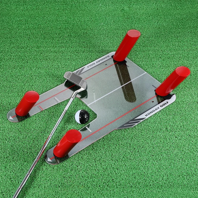 Golf Swing Trainer Swing Straight Draw Fade Practice Mirror 4 Red Speed Rods Mirror Speed Trap Base Golf Aiming Hitting Trainer