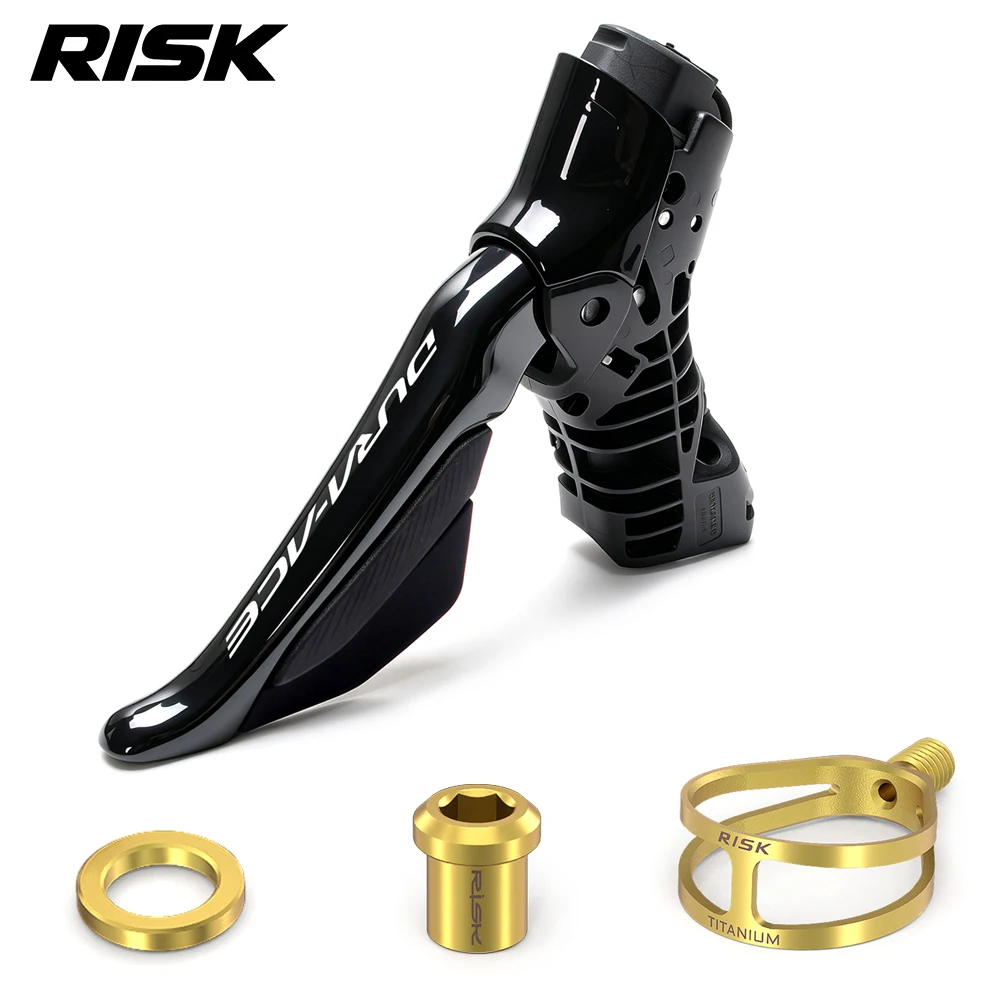 RISK Road Bicycle Titanium Alloy Shift Lever Clamp Band Bolts Set Ultralight Handlebar Fixed Ring