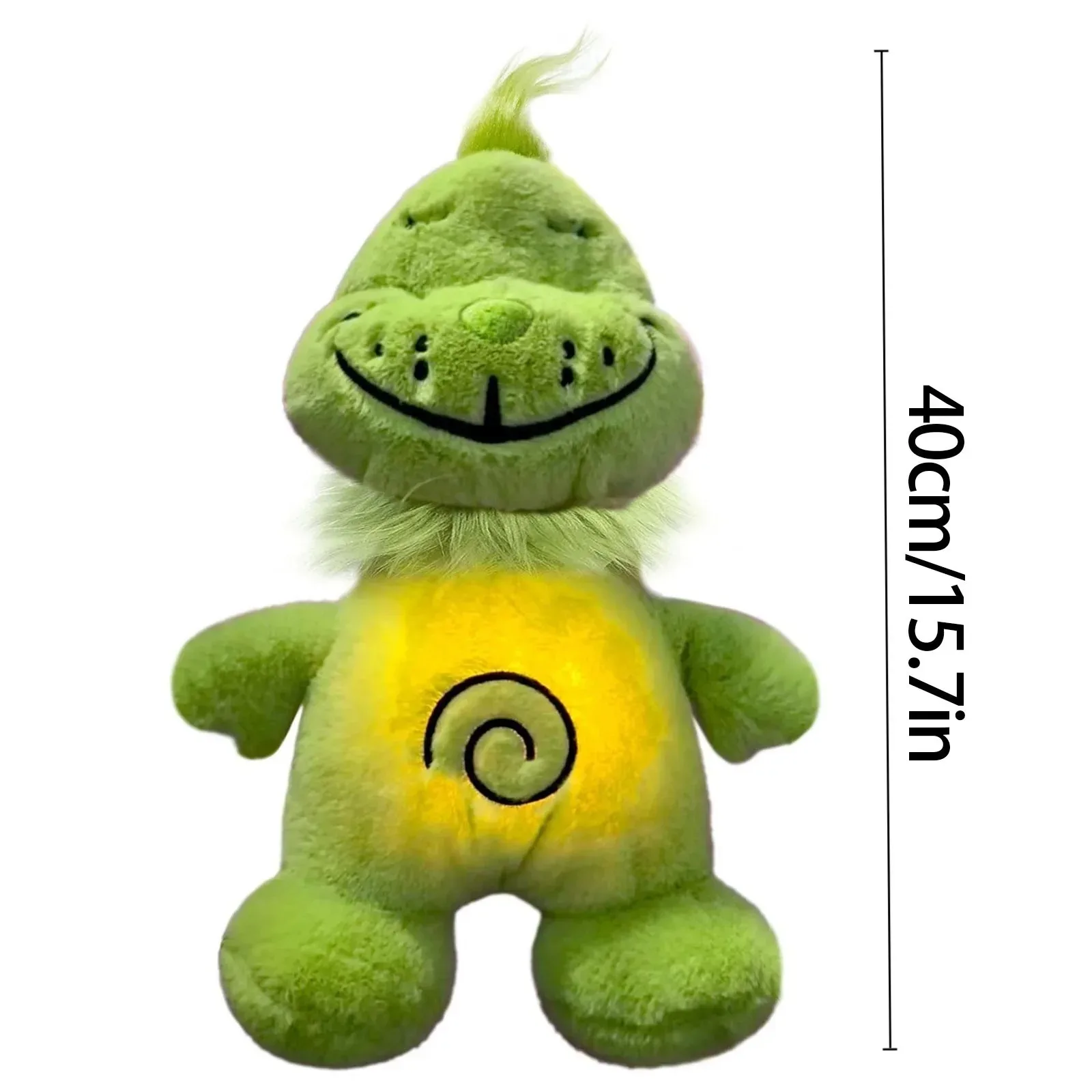 @@Green Shaggy Anime Peluche Giocattolo Respirazione Compagno Bambola Incandescente Pancia Peluche Periferico Regalo di Festa per I Bambini