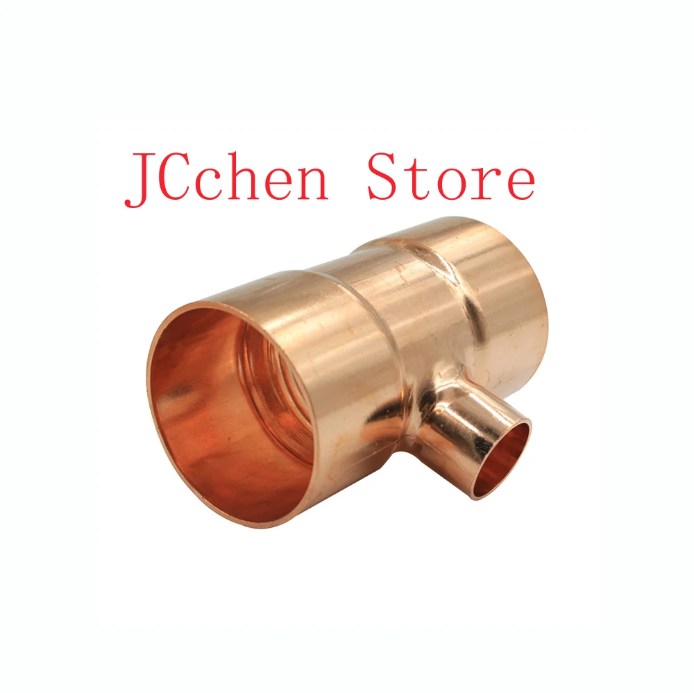 76 89 133 159mm To 28 35 42 54-108mm ID 99.9% Copper End Feed Solder Reducing Tee 3 Ways Plumbing Fitting For Air Condition
