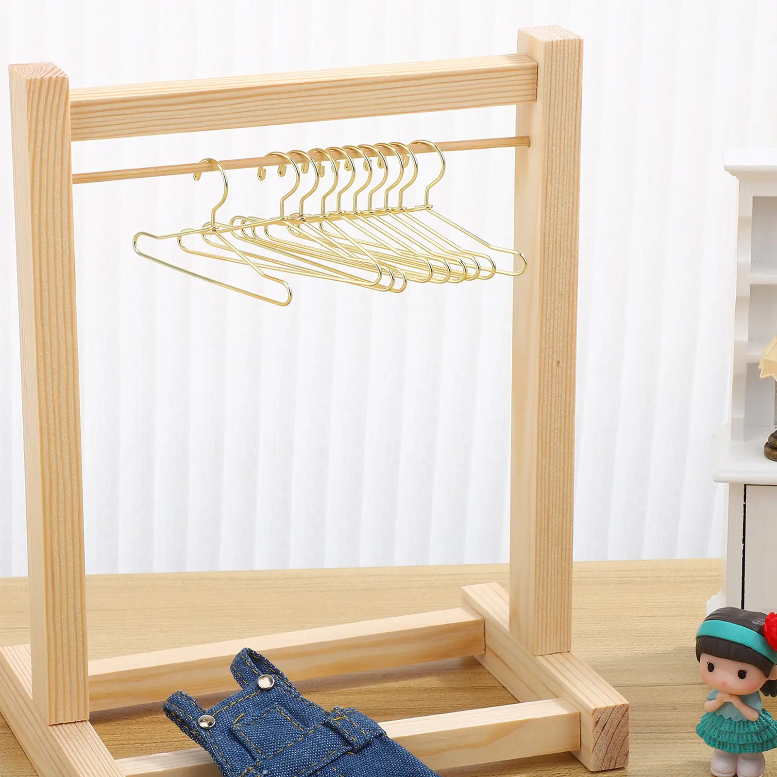 

10Pcs Mini Dress Hangers Metal Dollhouse Closet Organizer Compact Clothes Support for Small Housekeeping Playsets Lightweight